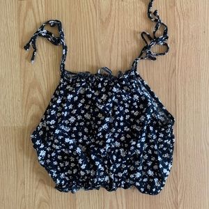 Brandy Melville Smocked Tie Shoulder Tank Top